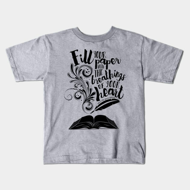 Fill Your Paper in Gray Kids T-Shirt by WriteOnCon